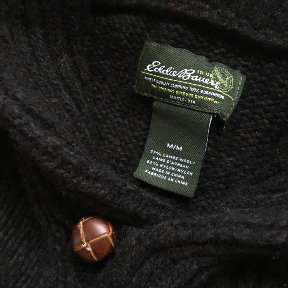 Eddie Bauer Lambswool Shawl neck sweater Medium